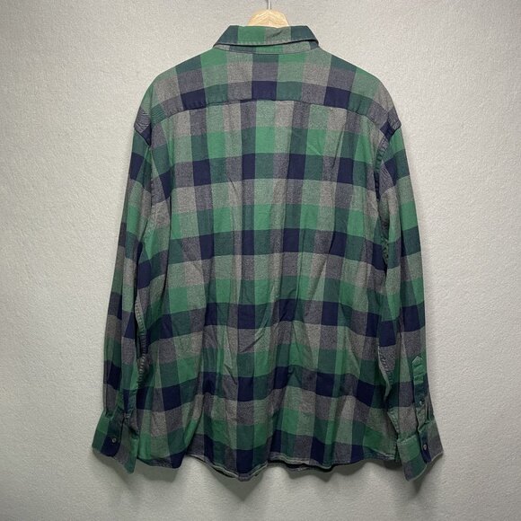 Untuckit Green Navy Buffalo Plaid Flannel Shirt XXXL Tall Casual Style - Picture 6 of 7